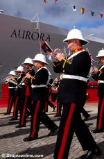 ID 1298 AURORA (2000/76152grt/IMO 9169524) - The Band of Her Majesty's Royal Marines playing at AURORA's naming ceremony, Southampton, England.